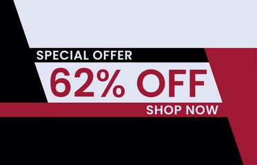 62% off Modern concept design. Sale banner template design, Big sale special offer. End of season special offer banner