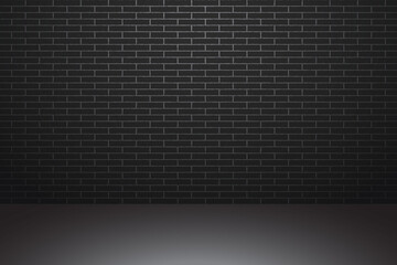 Empty Room Studio Interior Wall Dark Black Brick Background Vector Illustration