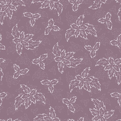 Fototapeta premium Foliage seamless pattern. Purple Basil Leaves background. Herbal texture.