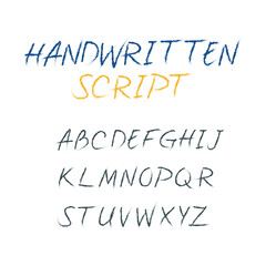Hand drawn free style grunge font. Vector brush Painted Letters. Handwritten Script Alphabet.