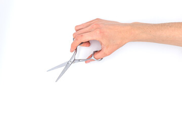 Hairdresser using scissors