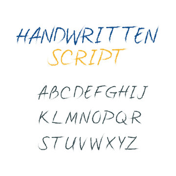 Hand drawn free style grunge font. Vector brush Painted Letters. Handwritten Script Alphabet.
