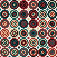 Colorful Circles seamless pattern. Vintage Abstract geometric background.