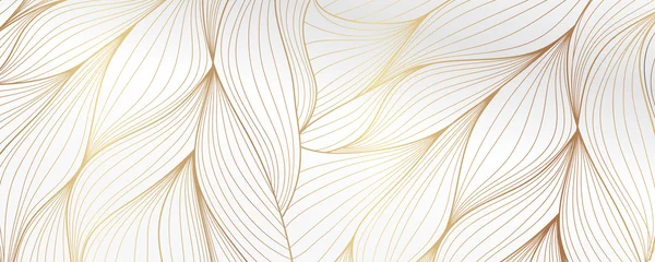 Poster Gouden abstracte lijn kunsten achtergrond vector. Luxe behangontwerp voor prints, muurkunst en woondecoratie, omslag- en verpakkingsontwerp. © TWINS DESIGN STUDIO