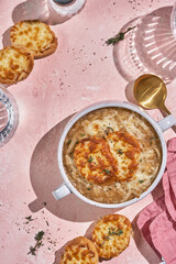 French onion soup, with cheese croutons