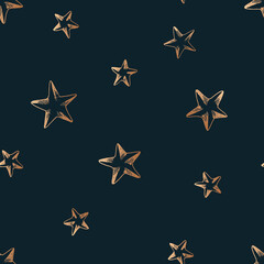 Night sky background with stars. Backdrop in medieval engraving style