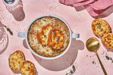 French onion soup, with cheese croutons