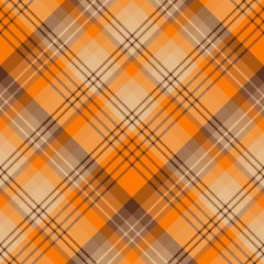 Behang Naadloos patroon in herfstlicht en fel oranje en donkerbruine kleuren voor plaid, stof, textiel, kleding, tafelkleed en andere dingen. Vector afbeelding. 2 © Asahihana