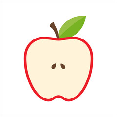 Vector bitten red apple Apple cut in half Leave space for adding text.