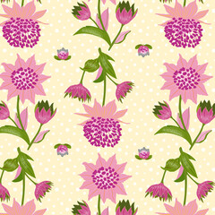 Pastel seamless flower astrantia pattern