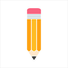 Vector Yellow Wooden Pencil With Eraser Back With a label for adding text.