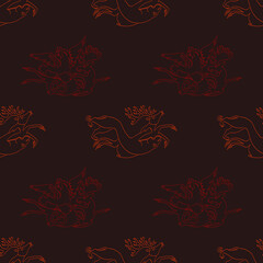 Seamless pattern with ancient Scythian art and animal motifs for your project