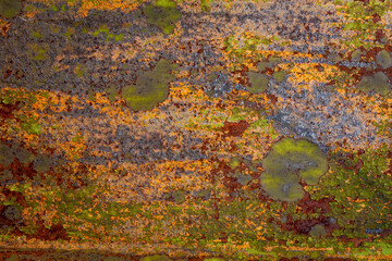 Colored rusty stained metal wall texture pattern can used for background
