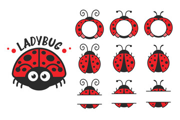 Vector cartoon cute black polka dot red ladybug Isolated on background © anuwat