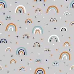 Foto op Plexiglas Regenboog Naadloos kinderpatroon met regenbogen