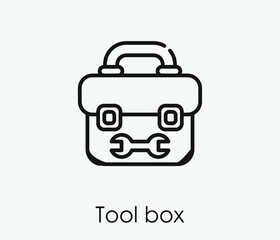 Tool box vector icon.  Editable stroke. Linear style sign for use on web design and mobile apps, logo. Symbol illustration. Pixel vector graphics - Vector