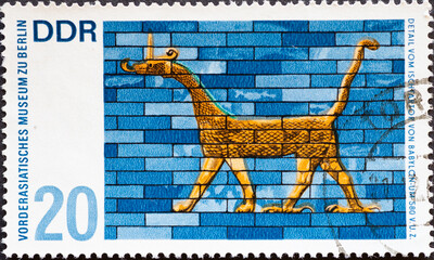 GERMANY, DDR - CIRCA 1966  : a postage stamp from Germany, GDR showing an ancient historical...