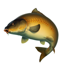 Mirror carp fish (koi) realism isolate illustration. Fishing for big carp, feeder fishing, carp fishing. - 423684744
