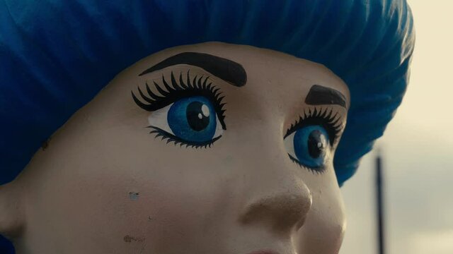 The eyes of the sculptural image of Malvina. Close-up.
