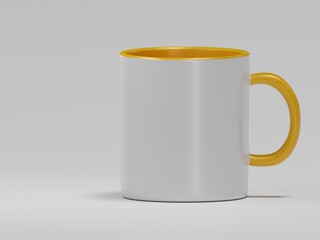 yellow inside white cup isolated on white background