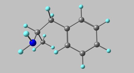 Amphetamine molecular structure isolated on grey