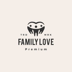 family love hipster vintage logo vector icon illustration