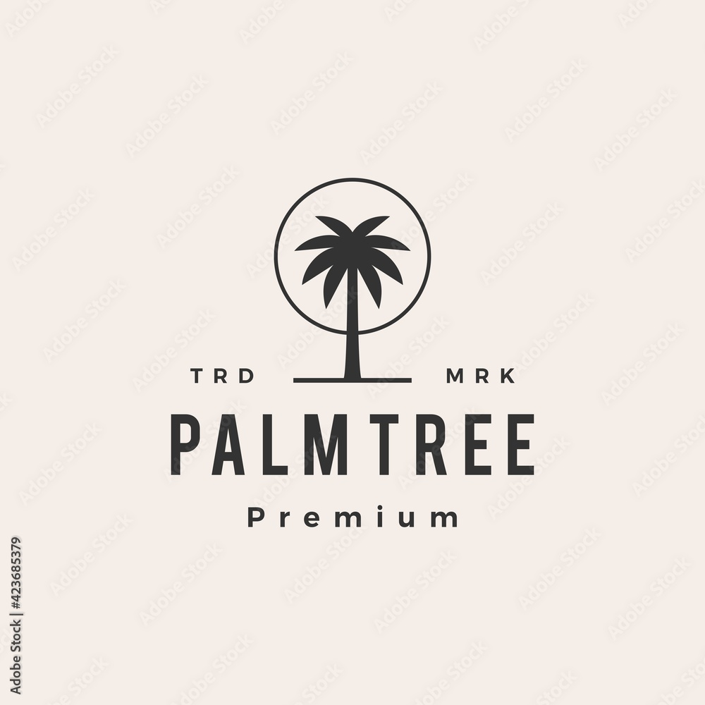 Sticker palm tree hipster vintage logo vector icon illustration