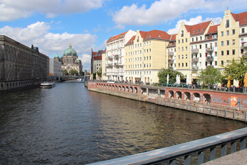 river spree and buildings at nikolaiviertel in berlin (germany)