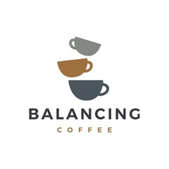 zen coffee balancing stone logo vector icon illustration