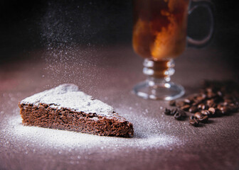 Pouring a cup of Coffee and icing a cake