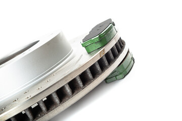 Perforated brake discs, ceramic pads - everything for better braking. on a white background