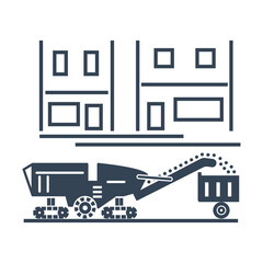 Vector black icon pavement milling machine, asphalt cold planer © vvushakovv