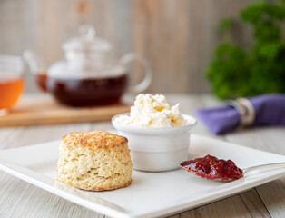 Cream tea of jam and a scone