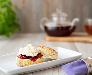 Cream tea of jam and a scone