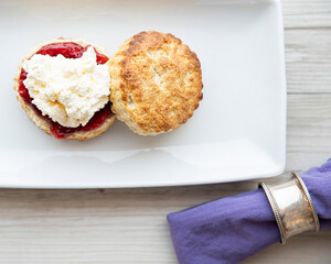 Cream tea of jam and a scone
