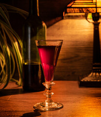 Red wine in an old glass