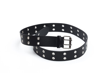 black belt with rivets and buckle rock theme isolated on white background .