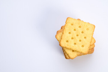 stack of crackers put on the white background with clipping mask