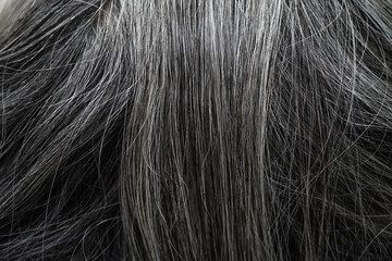 Asian elderly women gray hair beautiful color
