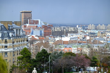 Fototapeta premium A view on the parisian suburbs from a hill of the north of Paris. 