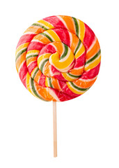 Round striped candy on a stick, handmade