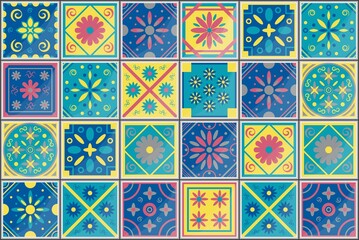 Mediterranean seamless pattern, fashion interior design tiles. Portuguese vector Azulejo tile. Vector colorful cute illustration.