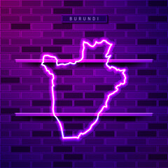 Burundi map glowing purple neon lamp sign
