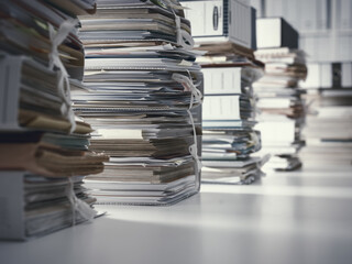 Stacks of paperwork in the office