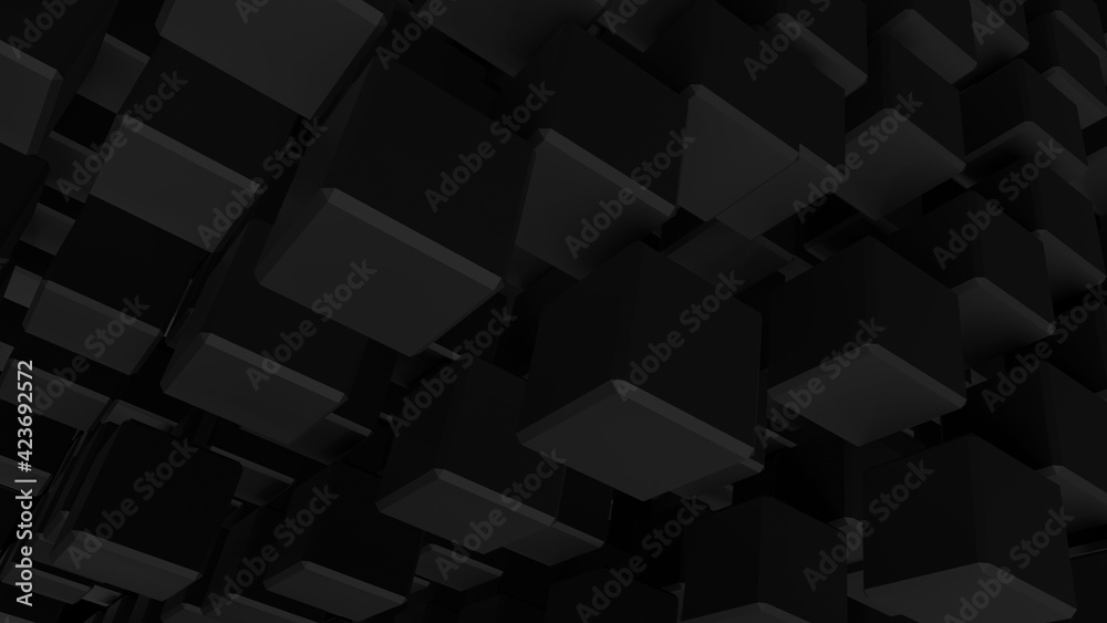 Poster abstract 3d cube background, 3d illustration of abstract background with thousand cube in 3d perspec