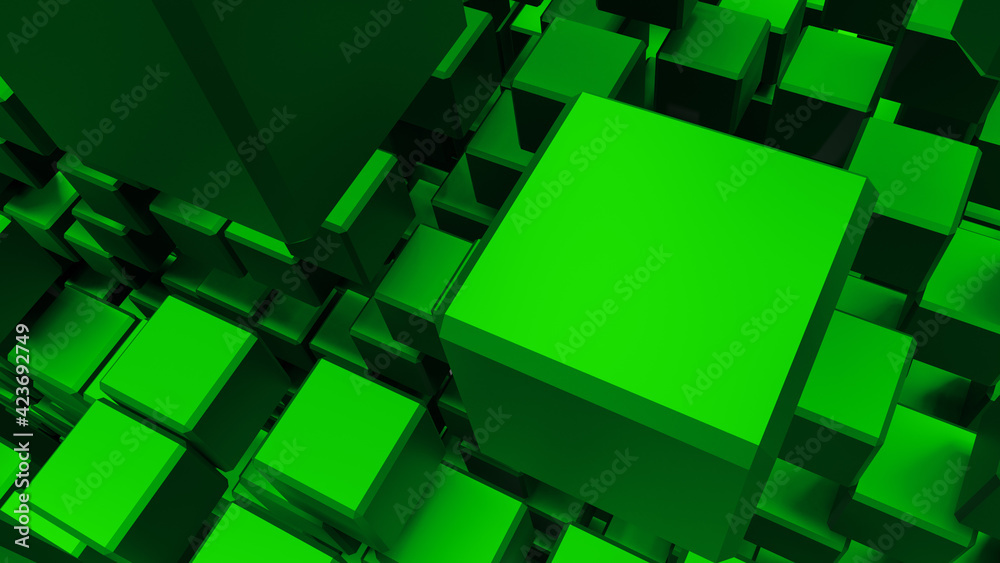 Poster abstract 3d cube background, 3d illustration of abstract background with thousand cube in 3d perspec