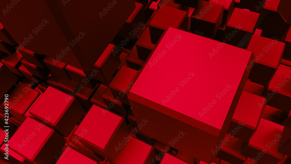 Poster abstract 3d cube background, 3d illustration of abstract background with thousand cube in 3d perspec