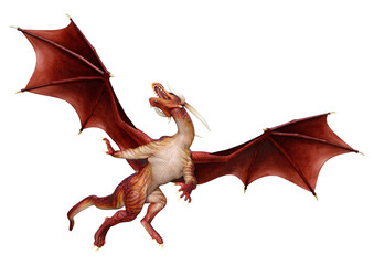 Fototapeta premium 3D Rendering Fairy Tale Dragon on White