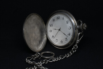 Front view of a pocketwatch on a black background