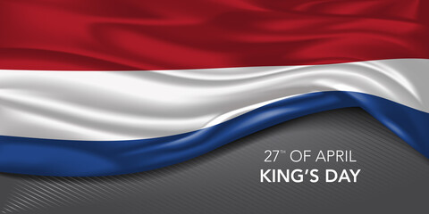 Netherlands happy king's day greeting card, banner with template text vector illustration